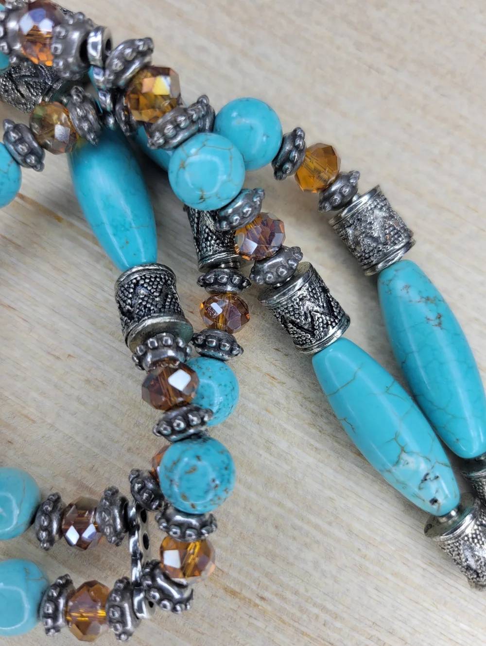 Ariat Western Belt  Turquoise Bead Silver Ring Women Size S Boho Festival A15172